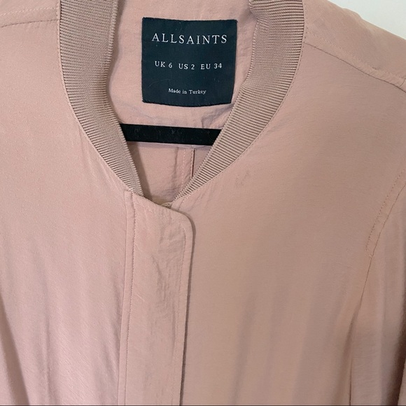 AllSaints Elio Bomber Parka Coat in dusty rose - sz 2 - Picture 14 of 15